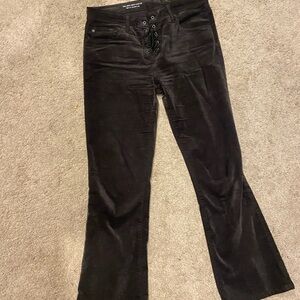 AG Adriano Goldschmied Black-Grey Velvet lace up Pants